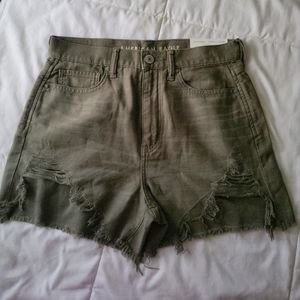 American Eagle Shorts Women's Size 6 Highest Rise Mom Army Green Cotton  6/28W